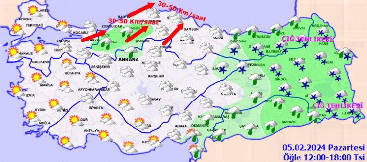 Doğu'ya kar, Karadeniz'e fırtına uyarısı