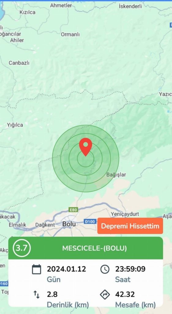 Bolu'da deprem!
