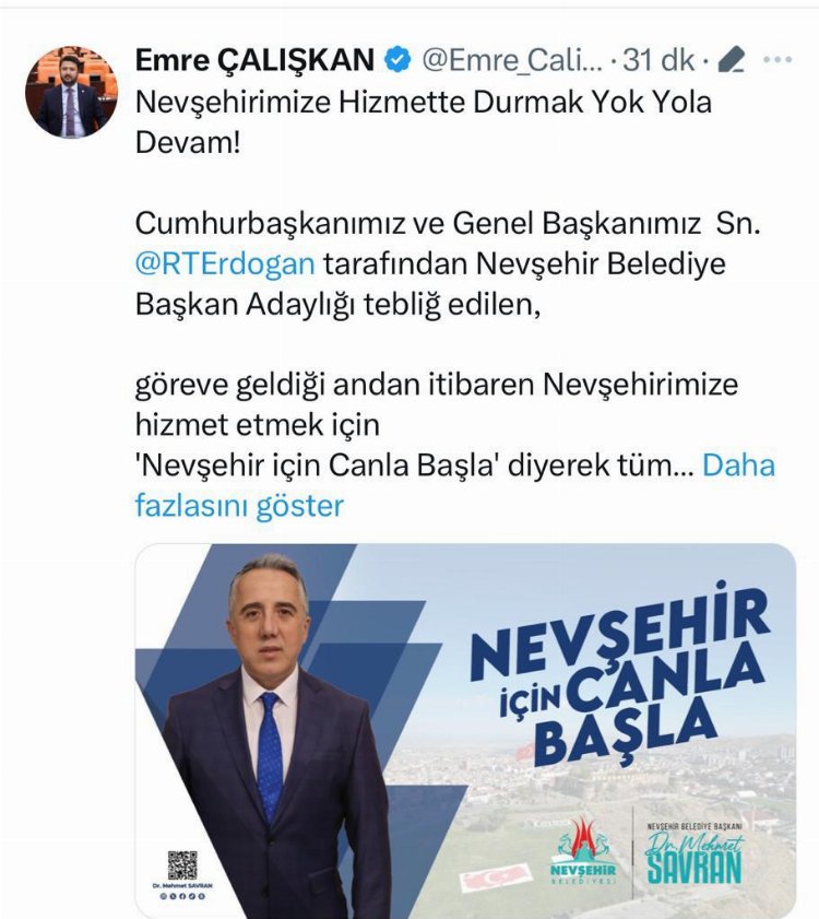 AK Parti Nevşehir'de Mehmet Savran'la devam