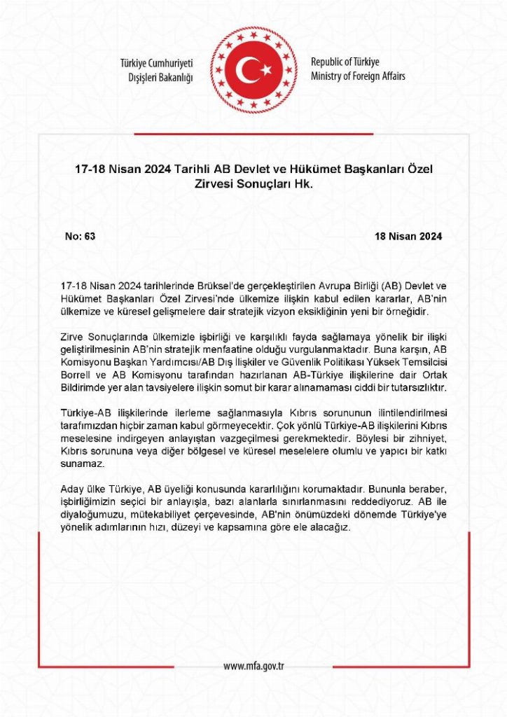 Dışişleri'nden zirve bildirisine tepki!