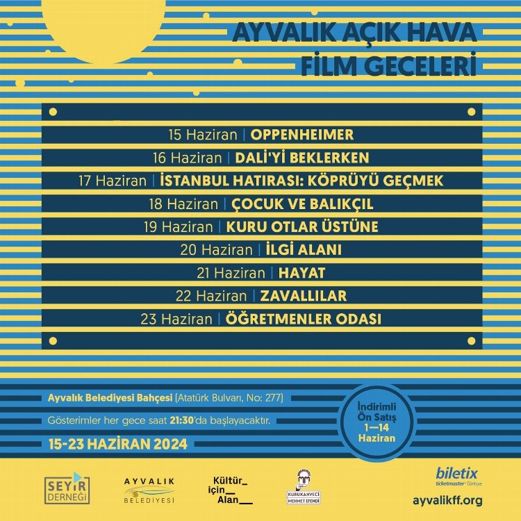 Ayvalık'ta açık hava sinema etkinlikleri başlıyor