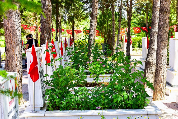 Malatya'da şehitlerin kabirleri çiçeklerle bezendi
