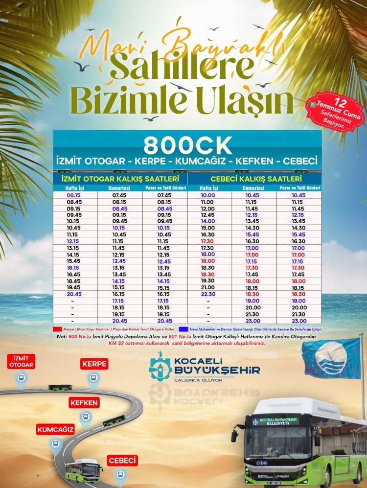 Kandıra sahillerine ulaşım 12 Temmuz’da başlıyor