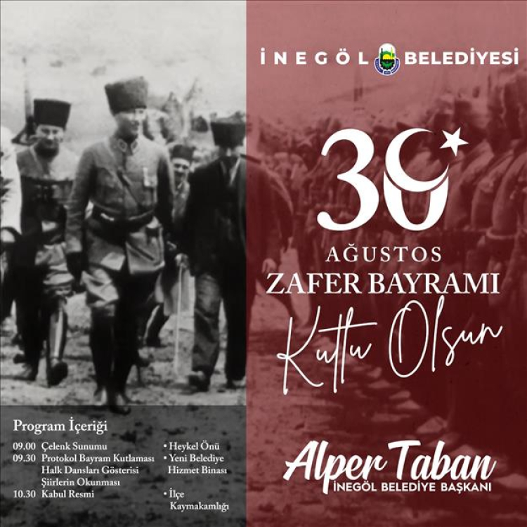 Başkan Taban: "30 Ağustos Zafer Bayramımız kutlu olsun"