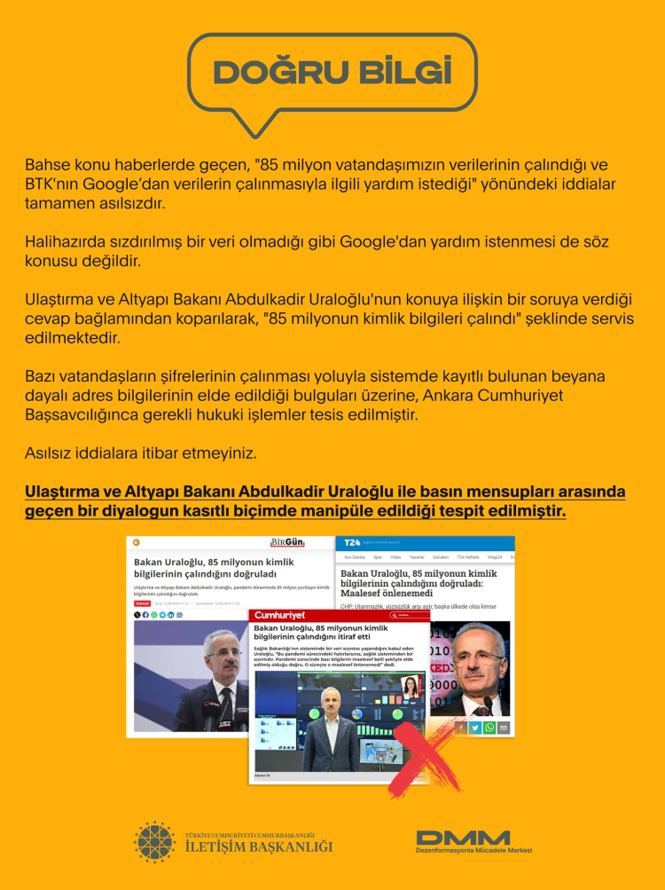 İletişim'den 'veri sızıntısı' iddiasına açıklama